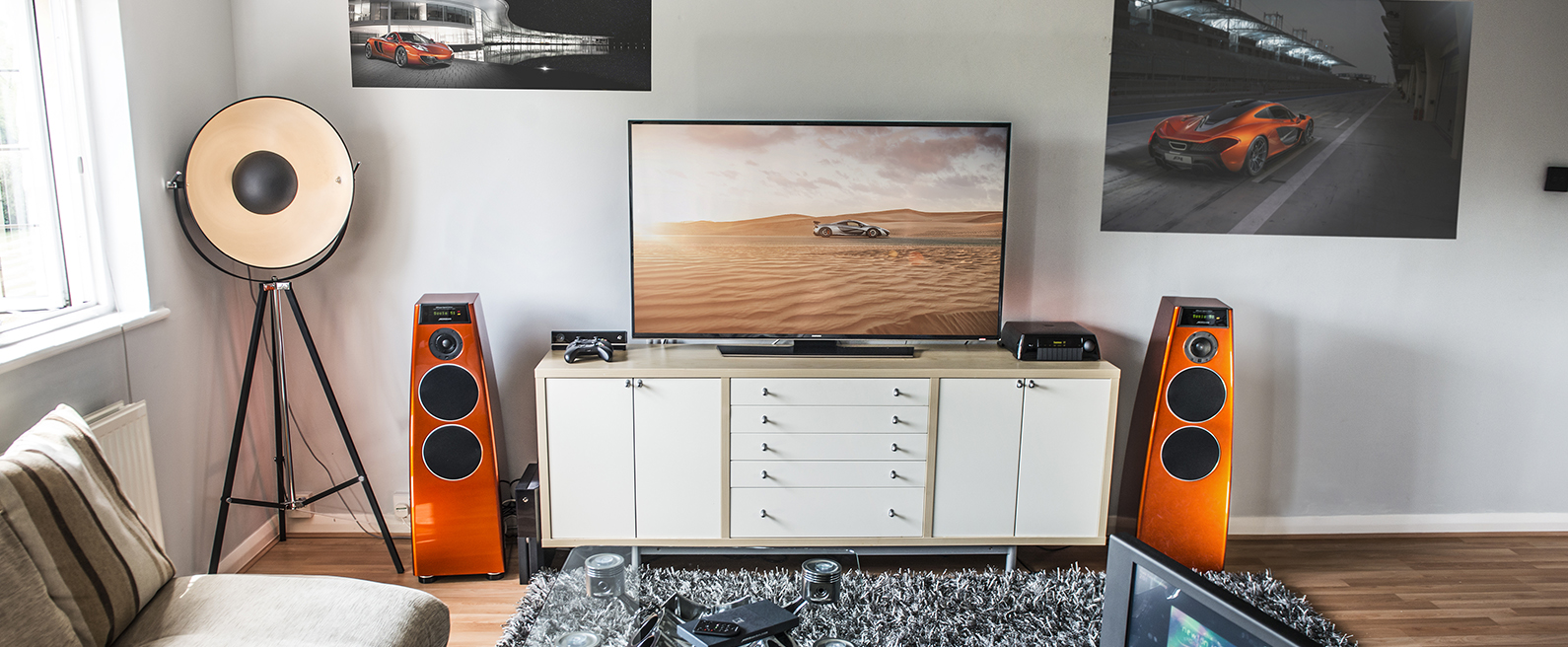 Media room with tv and sound system